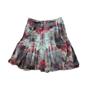 Sag Harbor Skirt Womens Size 18 Pink Red Floral Chiffon A Line Pleated Retro